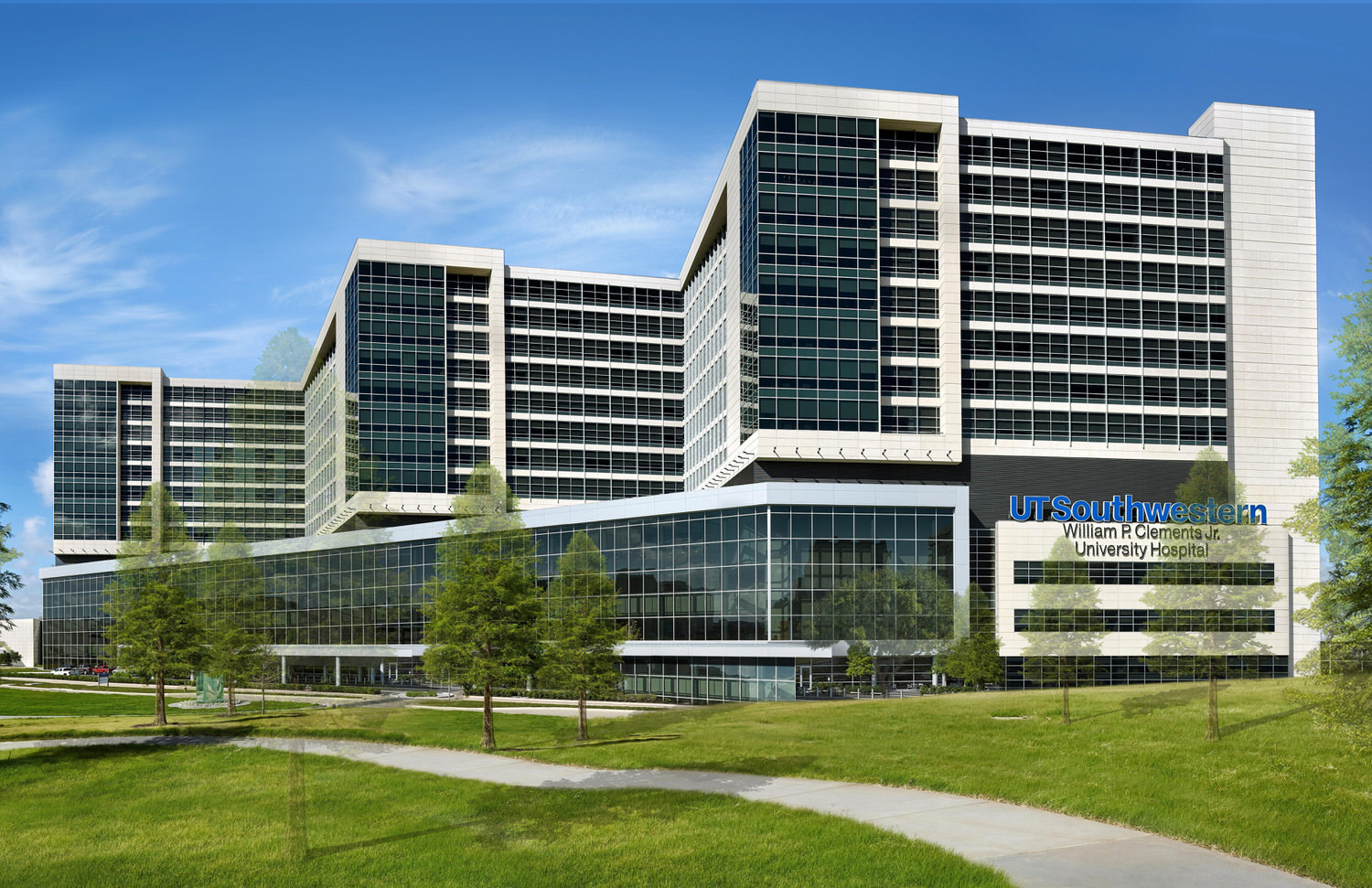 Exterior of Clements University Hospital during the day